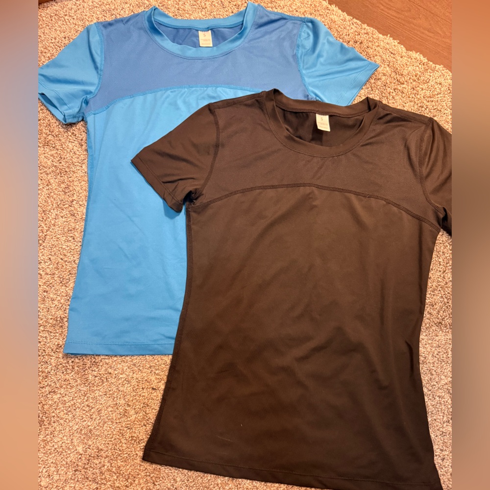 2Pack Bundle 💙🖤 Black & Blue Active Tees Running Weight Lifting Gym Yoga Pilates